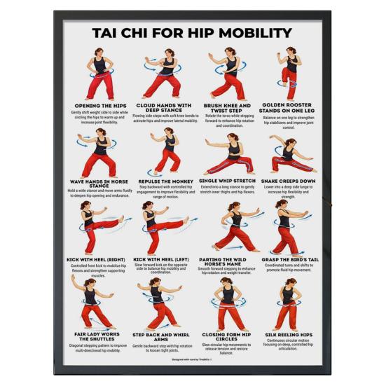 Plakát Tai Chi na židli Bez rámu Plakát s Tai Chi sestavou Jasné vizuální pokyny Tabulka cvičení vsedě pro seniory Začátečníky Jemné židle