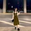 Fake Two-piece Dress Women's Early Spring New High-end Temperament Waist Small Slim and Thin Dress