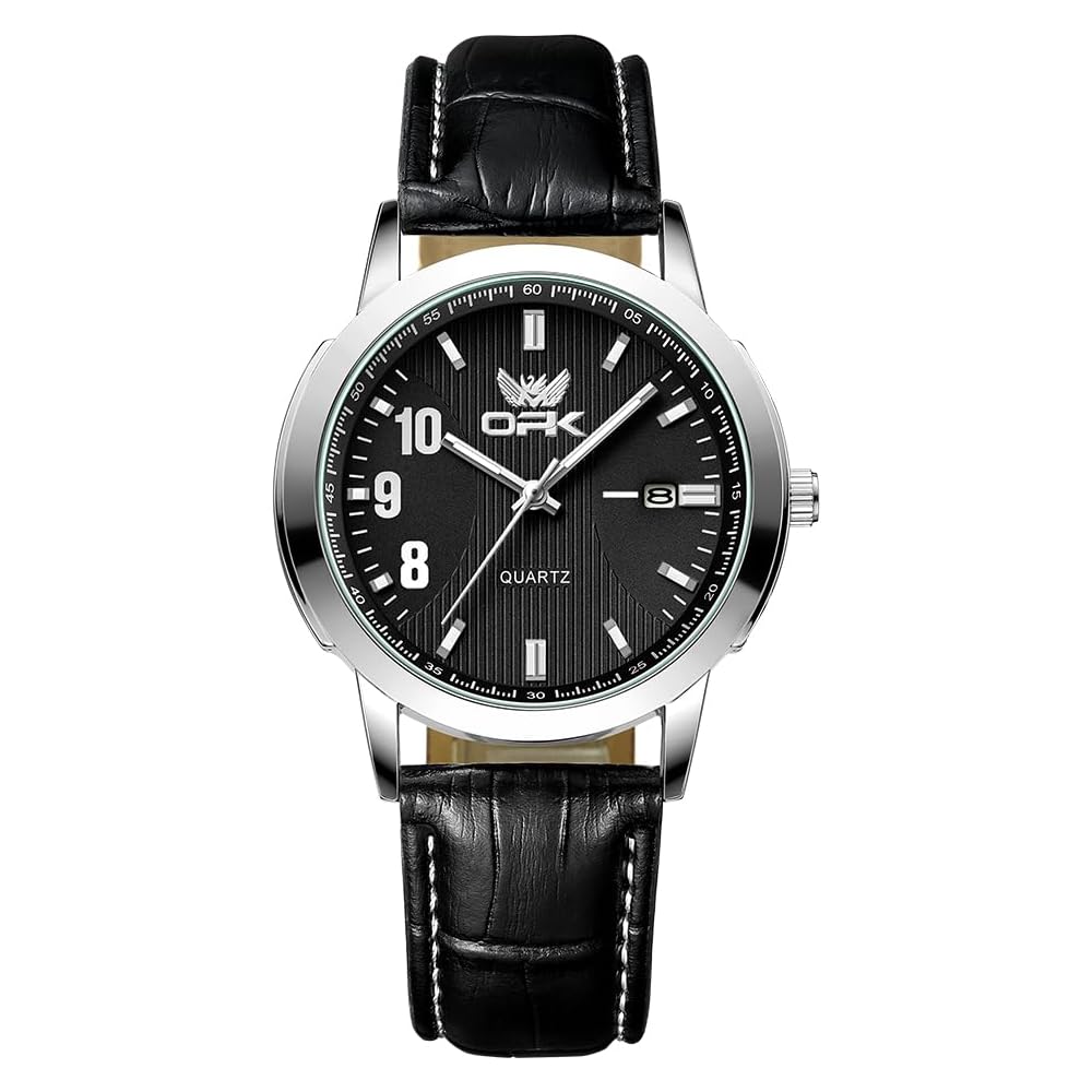 OPK Women s Classic Quartz Watch Black Leather Band 30M Waterproof Lightweight Business Style