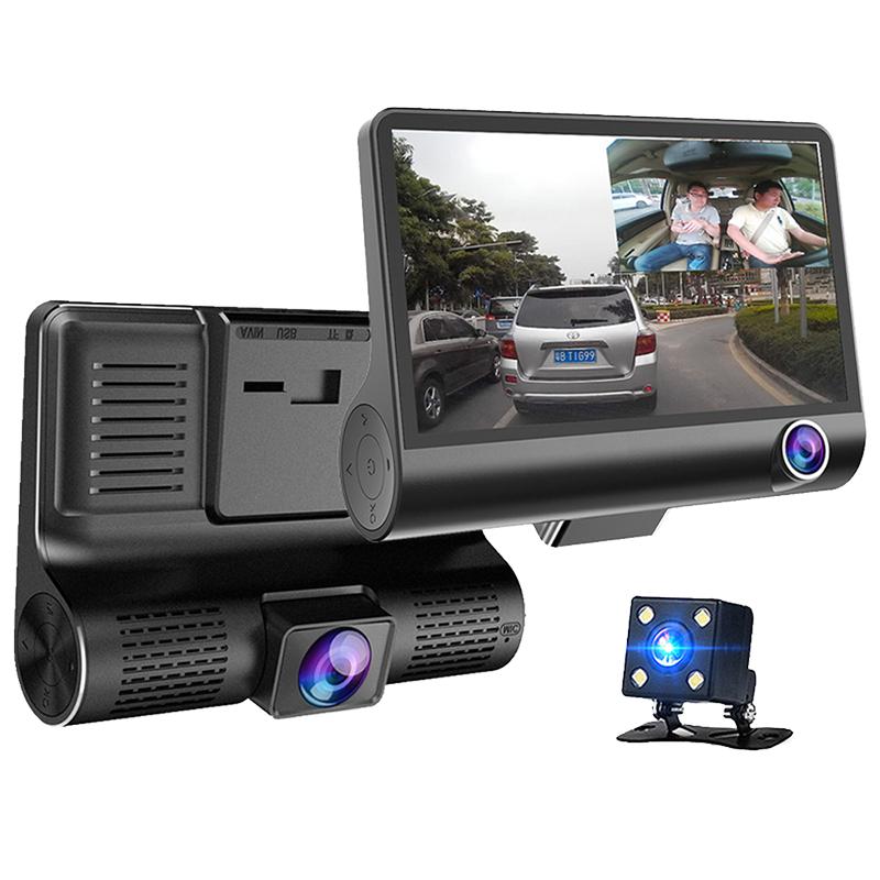 Good Night Vision 3 In 1 Car Dash Cam with Front Rear and Inside Camera DVR