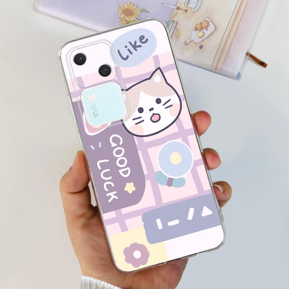 For Cover Vivo S18 5G Phone Case Initials Letter Soft Silicone Back Shell For Vivo S18 Pro Coques Bumper Transparent VivoS18 Pro