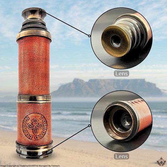 1920 DOLLOND London Brass Telescope with Leather Case Maritime Nautical Spyglass Pirate, Handheld Telescope for Adventure Gifting Travellers