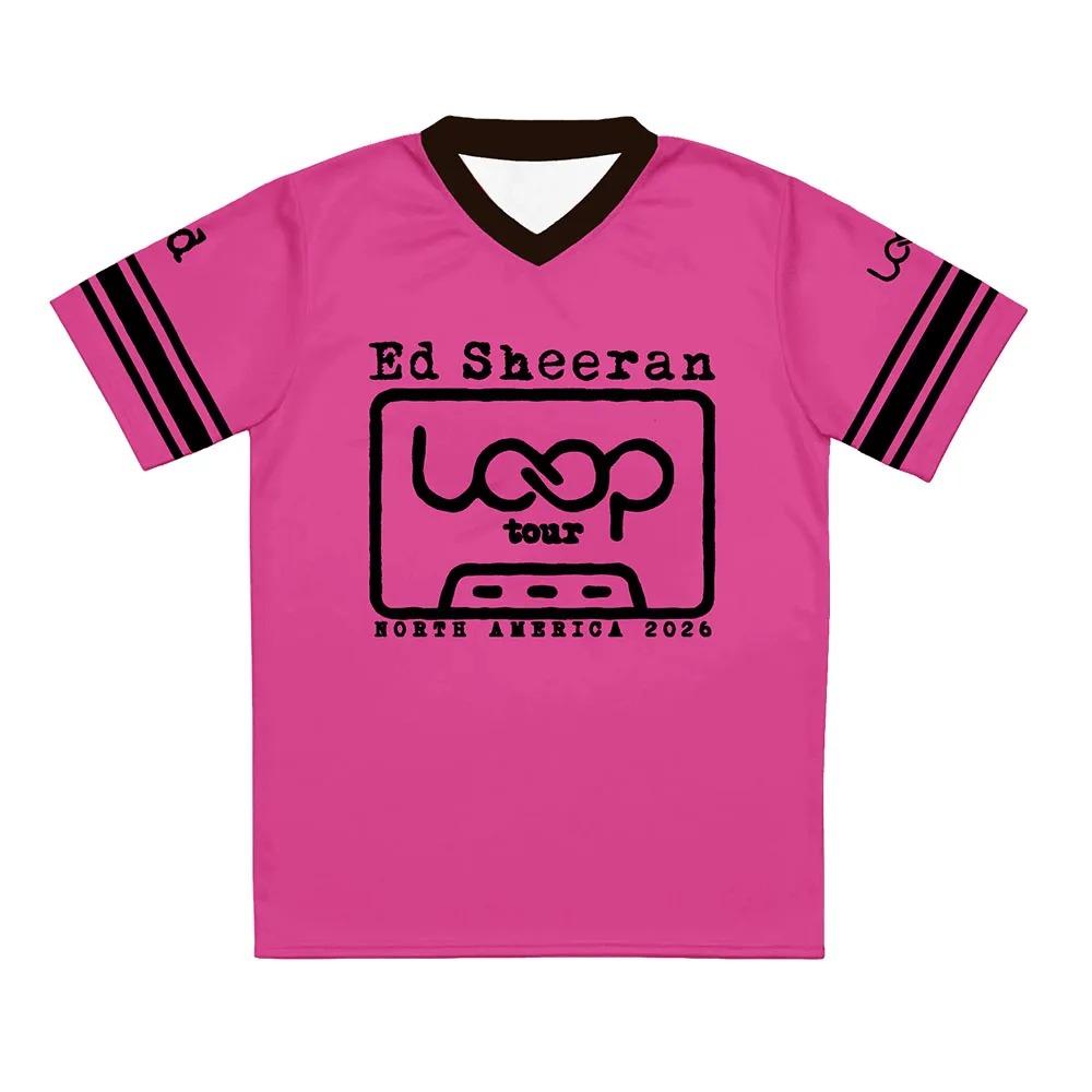 Ed Sheeran Loop Tour North America 2026 Jersey V-neck Short Sleeve Loose Male T-shirt Singer Design Graphic 3D Print Tees Merch Anime T-shirt