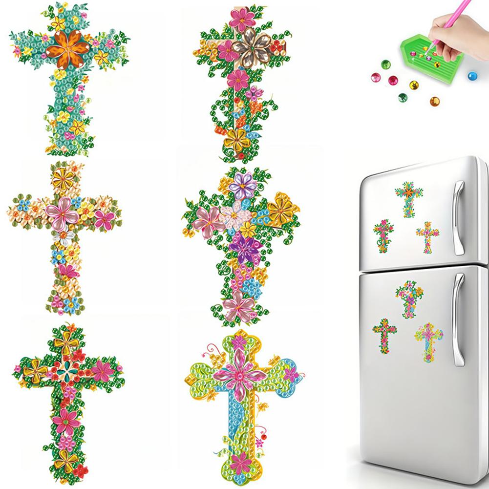 

6Pcs Diamond Painting Refrigerator Magnets Fridge Magnets Diamond Art DIY Diamond Art Refrigerator Magnets for Adults Beginners