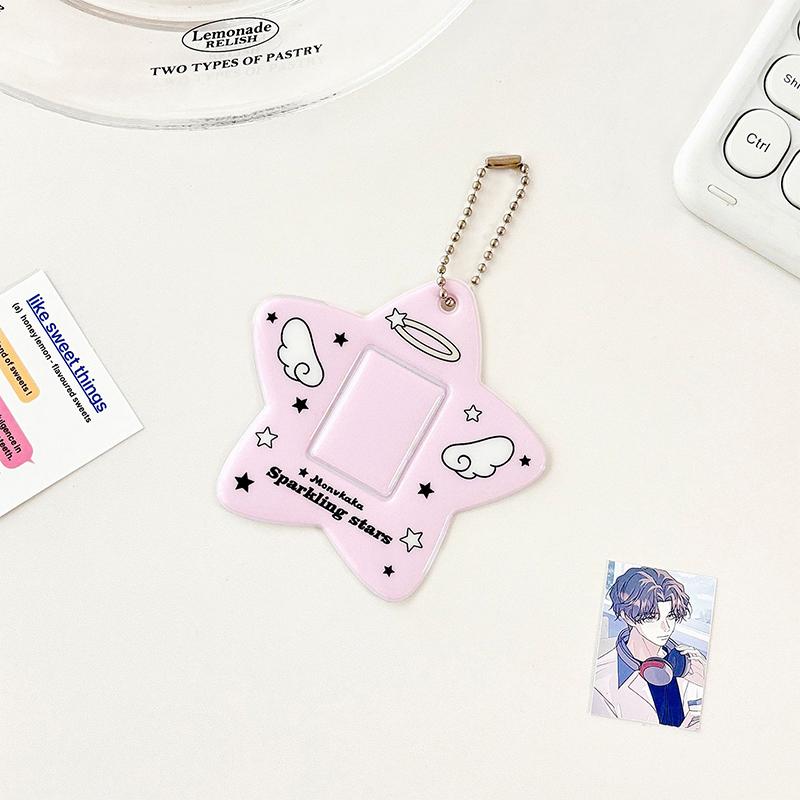 

Ins Cartoon Photocard Holder Acrylic Kpop Card Case Idol Photo Frame Photo Album Id Card Card Film Sleeve With Pendant Keychian рожевий