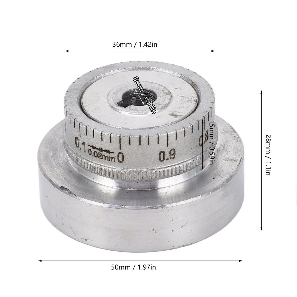 Hand Wheel 50mm Mini Lathe Hand Wheel Mini Lathe Hand Wheel with Handle Crank Aluminum Alloy 50mm 2in 0‑1mm Scale  Size