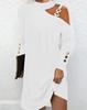 Women's One Shoulder Chain Detail Long Sleeve Dress