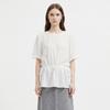 Shop Women S Round Neck Flattering looSe waiSt Strap Short Sleeve blouSe Ntt Wbl 21151 Ivory