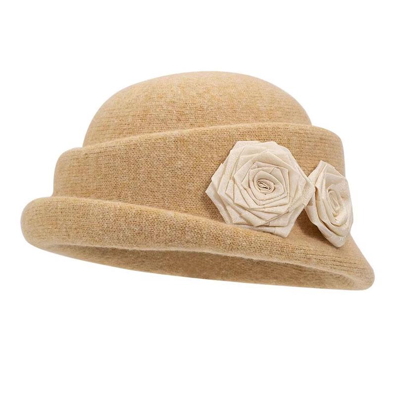 Women Elegant Party Formal Fedora Hat Winter Wool Knitted Warm Cloche Church Hats Fashion Headwear