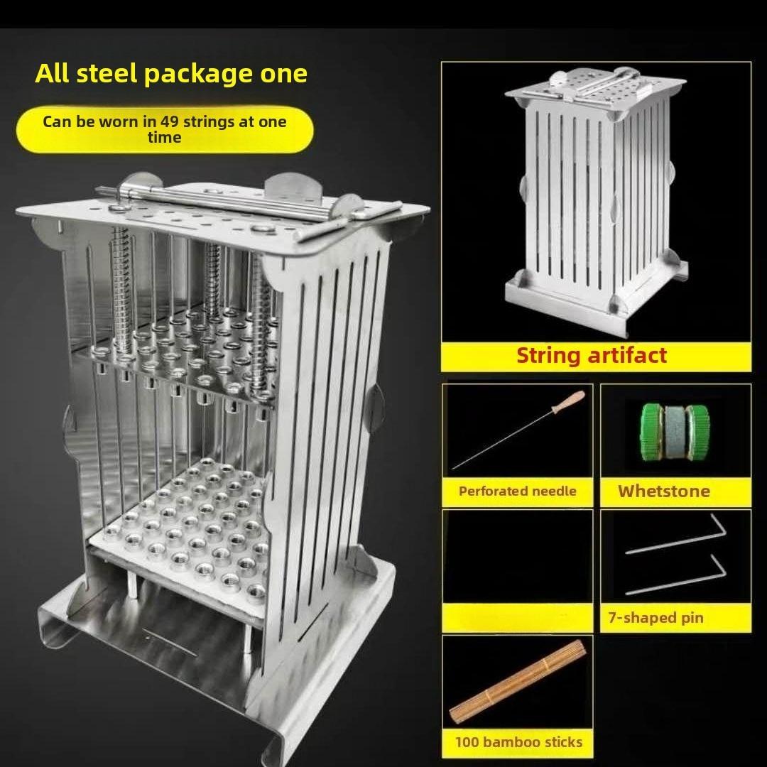 Fully Automatic Stainless Steel 49 Holes Meat Skewer Kebab Maker Barbecue Stringer Kitchen Tool