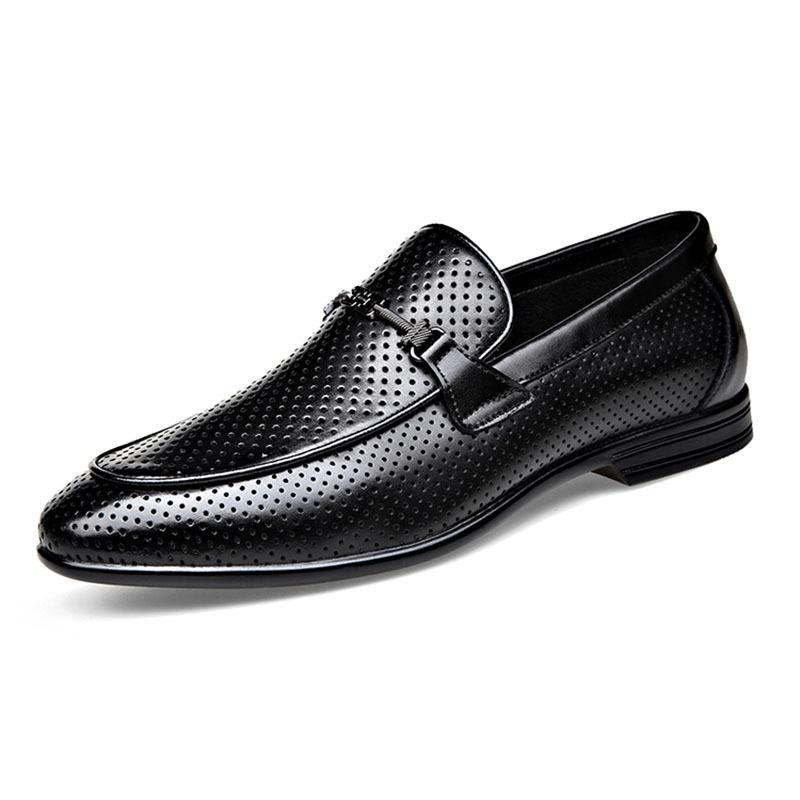 Leather men's shoes mesh breathable leather shoes men's classic casual small leather shoes one pedal lazy shoes men