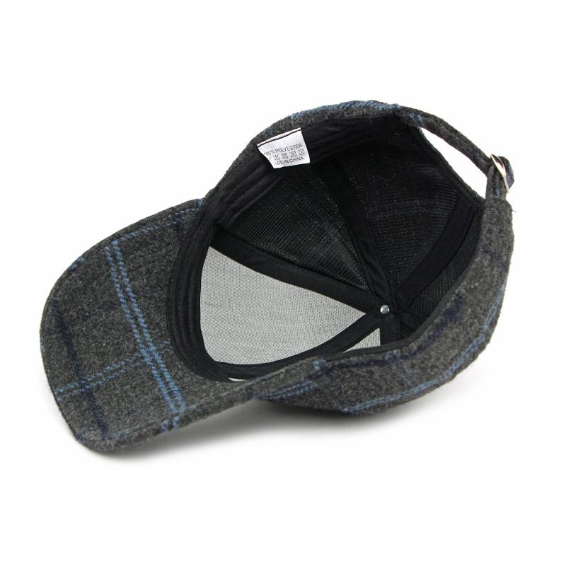 Autumn Winter Hat Men Women Wool Plaid Baseball Cap British Vintage Cap