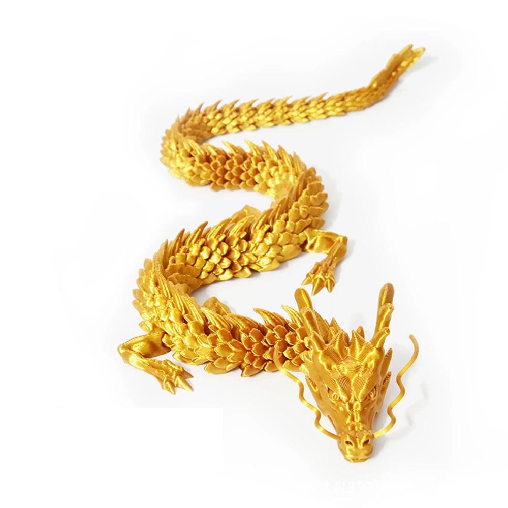 120/180cm Exquisite Chinese Dragon 3D Printed Flexible Joints Figurine for Desk Car Office Decor Plants Landscaping Decoration