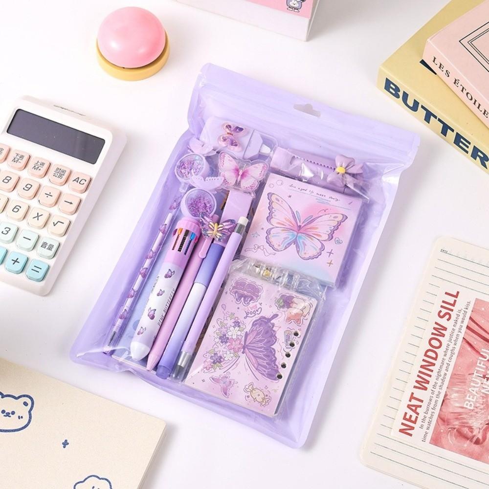 12-in-1 Complete Stationery Set Dreamy Butterfly Ballpoint Pen Portable Correction Tape  Students