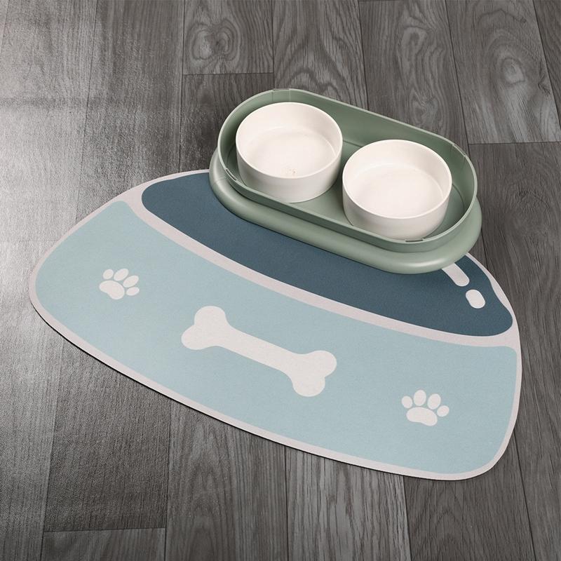 Pet Feeding Mat Dog Dish Mats Cartoon Paw Bone Dog Feeding Mat Non-slip Absorbent Pet Bowl Pad Diatom Mud Pet Placemat Pet Shop