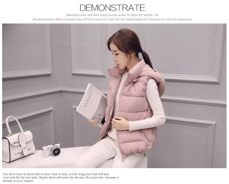 Autumn/Winter 2025 Women's Slim Fit Down Cotton Vest with Detachable Hood - Korean Style, Warm, Sleeveless, Short Length.