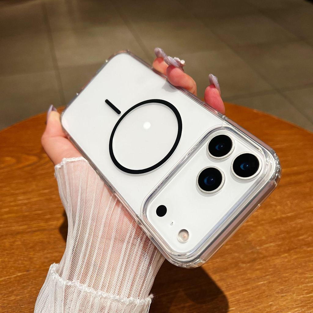 Clear Magnetic Phone Case for Apple 17 Pro/16 Plus - Full Coverage, Anti-Fall, Wireless Charging Compatible Protective Cover.