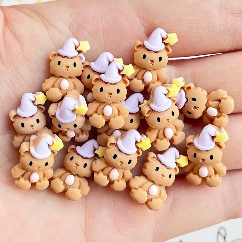 20Pcs New Kawaii Cartoon Christmas Bear Flat Back Resin Statue Scrapbooking Diy Jewellery Hairpin Accessories Decorate Craft A92
