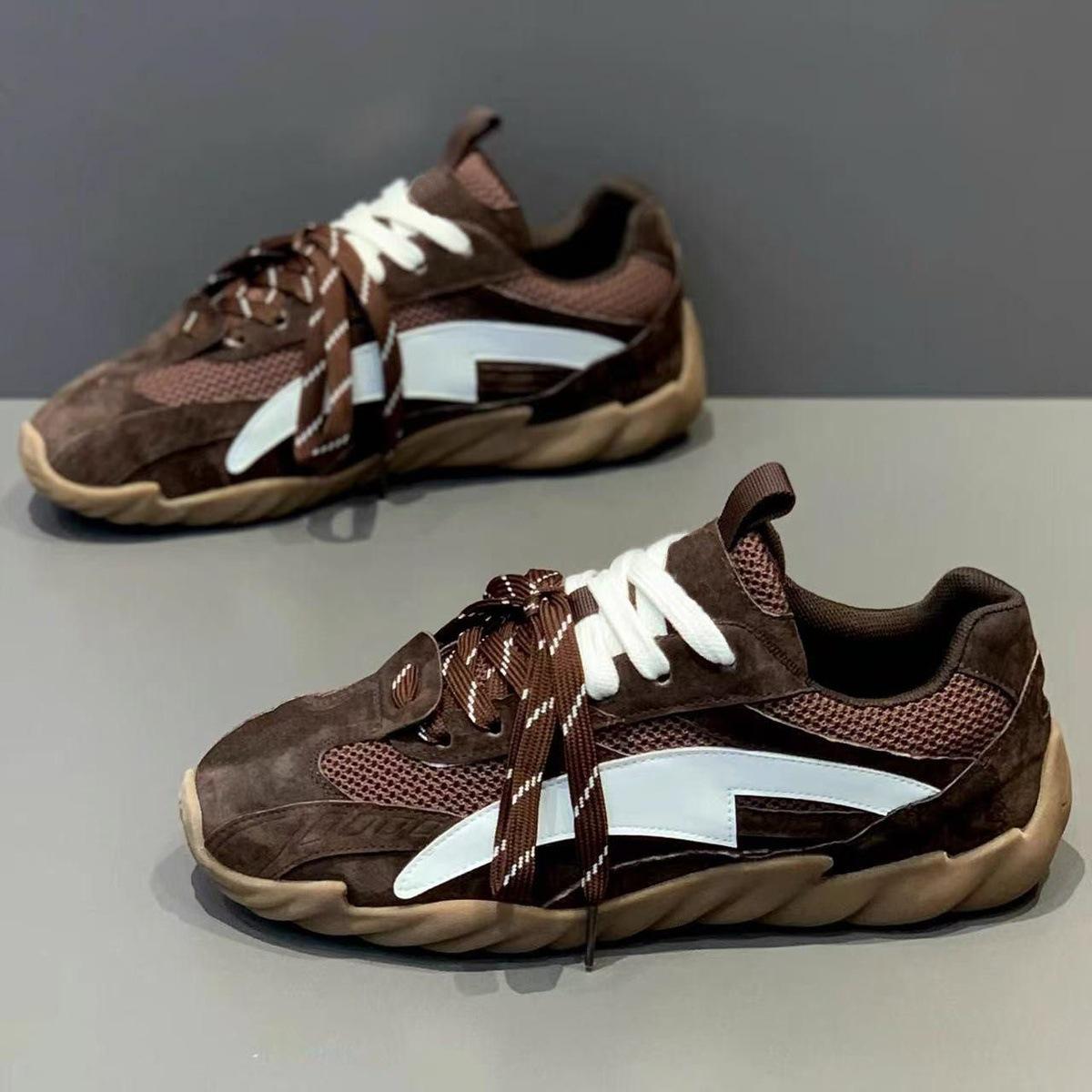 Racing shoes new spring retro casual board shoes youth lightweight sports soft-soled German training shoes 39 standard athletic fit коричневый