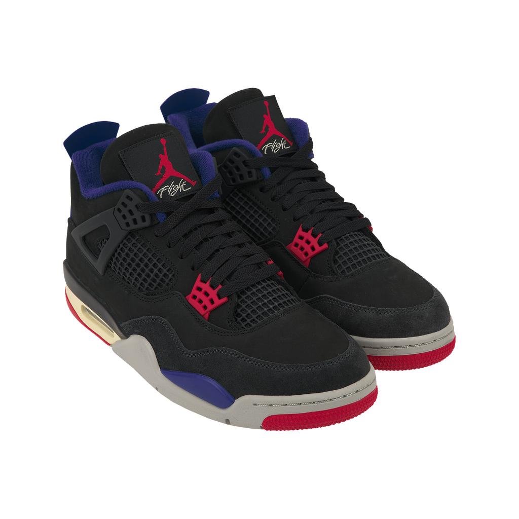 Air Jordan 4 Retro Rare Air - White Lettering Men Sneakers Black Fire-Red Deep-Royal-Blue FV5029-003