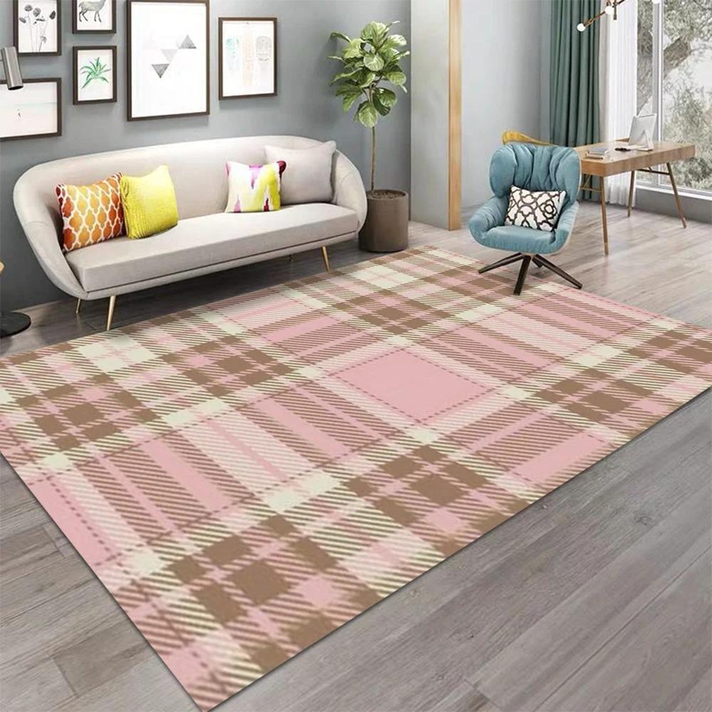 Colorful Checkerboard Patchwork Plaid Rug Practical Floor Mat for Living Room Bedroom Fresh and Soft Style Home Decor Carpet
