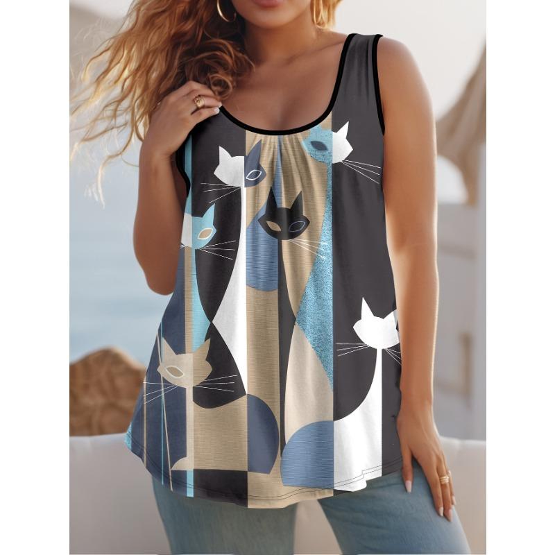 Plus Size Women s Casual Summer Sleeveless Vest Dress Color Block Design 1XL