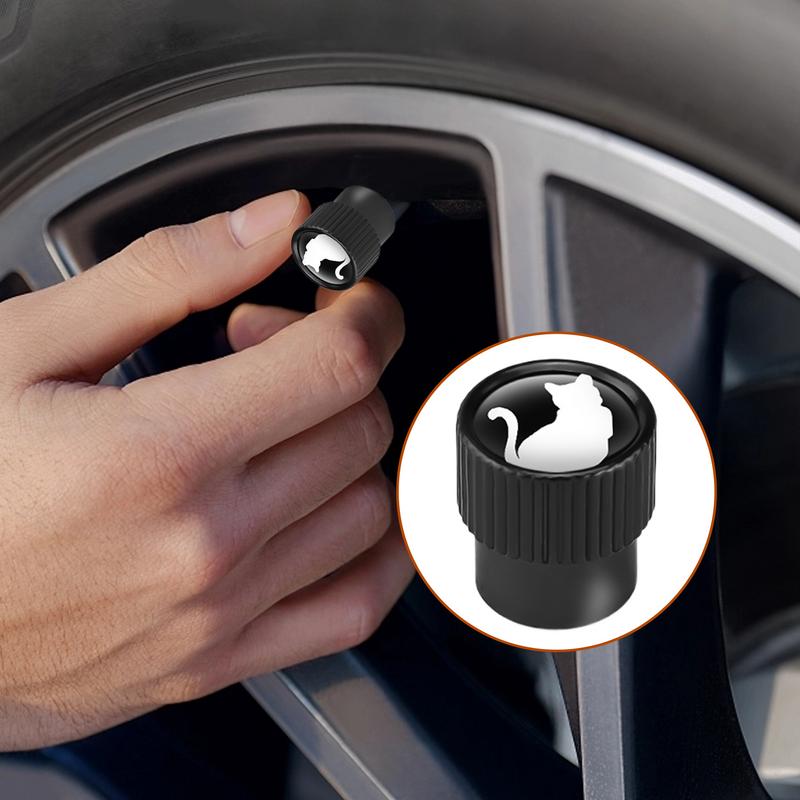 Car Tire Valve Stem Caps Kitten Pattern Tire Valve Stem Cap Cover Heavy Duty 4X Auto Wheel Accessories For Cycle Trucks