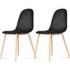 Set of 2 Opjet "Josef" Wood-style Velvet Chairs - Black