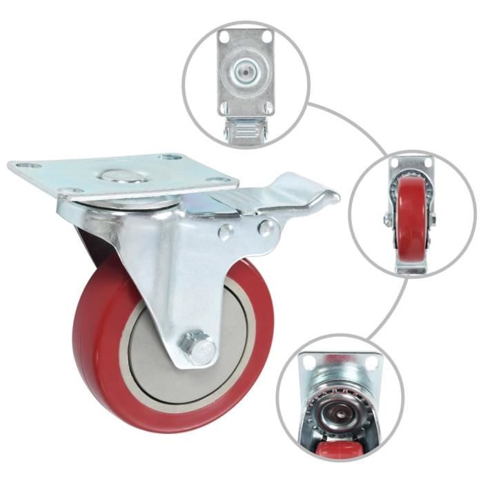 VidaXL Roulettes pivotantes avec double frein 4 pcs 100 mm