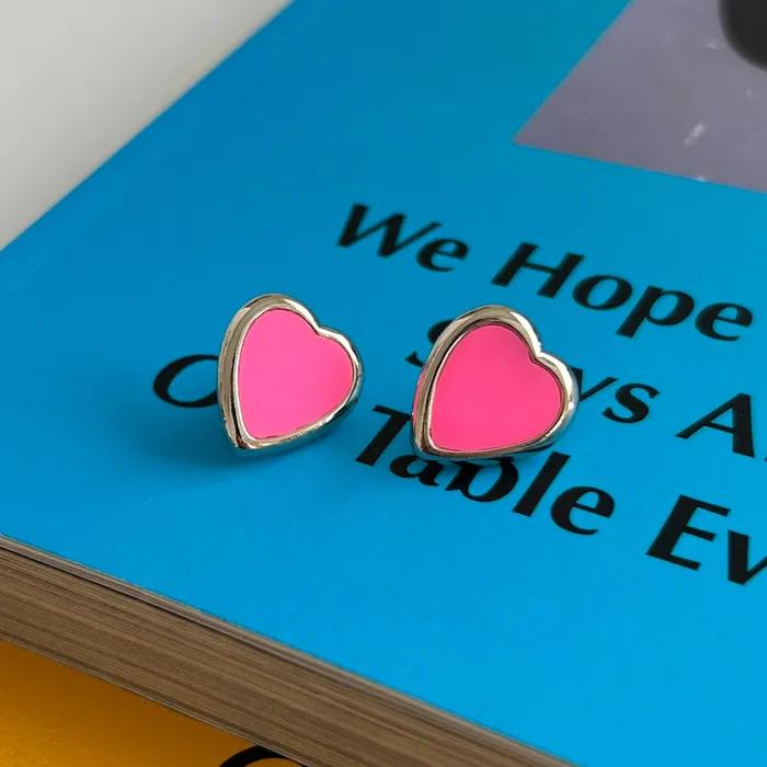 neon pink heart earrings