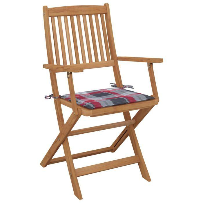 Exclusive House - Folding Garden Chairs Set of 6 with Cushions Acacia Wood