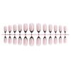 24 Pcs French Tip Stick On Nail Stylish False Nail Short Almond Press On Nail Simple Artificial Acrylic Nail