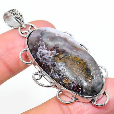 Natural Porcelain Jasper Gemstone 925 Sterling Silver Gift Pendant 2.29" S6y51