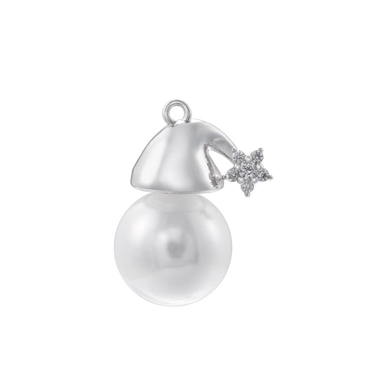 ZHUKOU Christmas Tree Snow Christmas Charms Pearl Christmas Charms for Jewelry Making Handmade Jewelry Accessory VD1394
