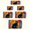 Artistic Black Cat Door Mat – Blue-Eyed Feline with Cosmic Design, Vibrant Abstract Pattern for Bedroom, Kitchen