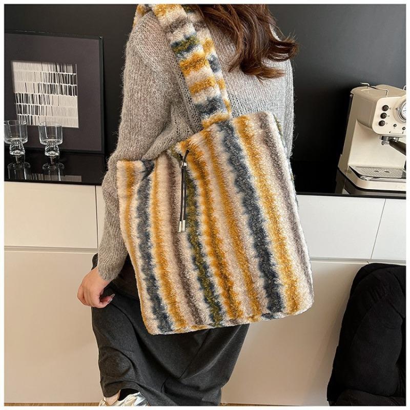 Plush Bag Female Answering Fluent New Autumn and Winter Versatile Plush Shoulder Bag Commuter Tote Bag