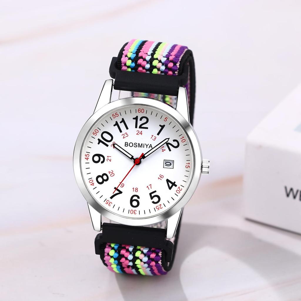 Quartz Watch with Braided Analog Date Calendar Large Colorful Popular Perfect for Christmas Men's Band, Waterproof Display, Display, Display, Dial,