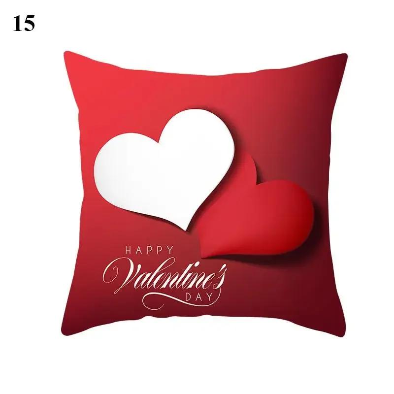 Valentine's Day Cushion Cover Red Heart Print Pillowcase Pillowcase Sofa Sofa Pillowcase