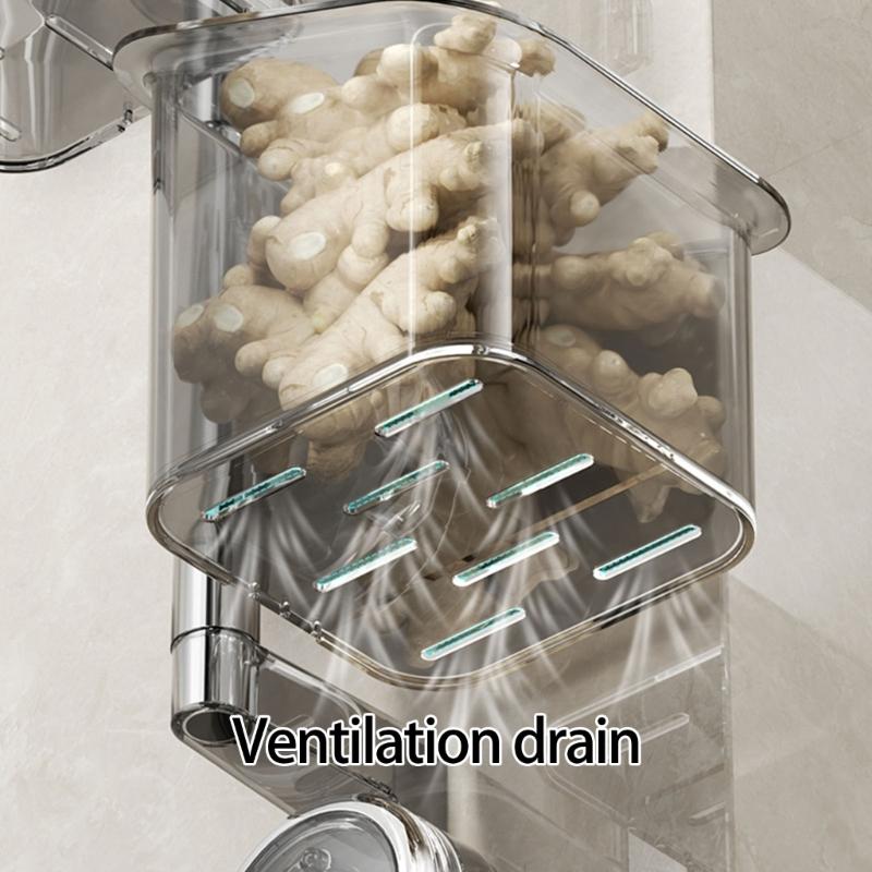 Strong Adhesive Wall Hanging Basket For Kitchen Countertop Modern Plastic Storage Container Easy Mount Design Removable Home Organization Tool