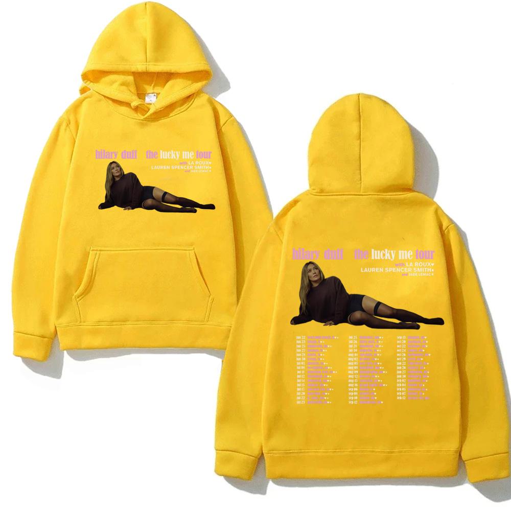 Hilary Duff  Hoodie The Lucky Me Tour for 2026 Hip Hop Graphic Printing Hoody Fashion Classic Soft Punk Hooded Pullovers Fleece
