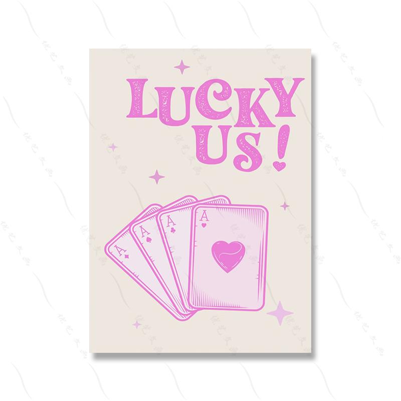 Lucky You Queen Heart Posters and Prints Retro Trendy Aesthetic Funky Wall Art Pictures 70s Style Disco Home Decor Canvas Mural