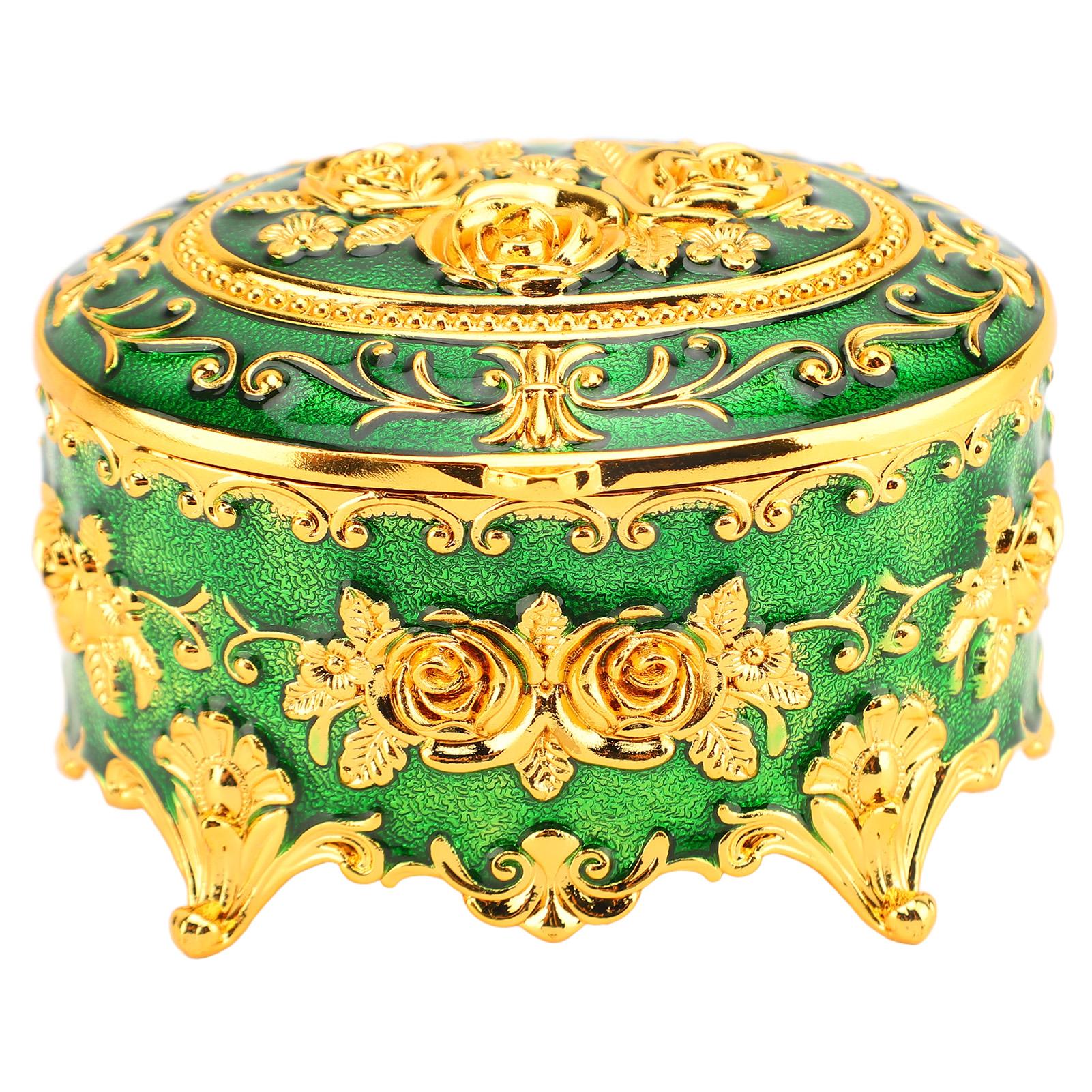 

Металлическая шкатулка для украшений, винтажная, из цинкового сплава, декоративная, простая в уходе, шкатулка для хранения ожерелья, сережек зелёный