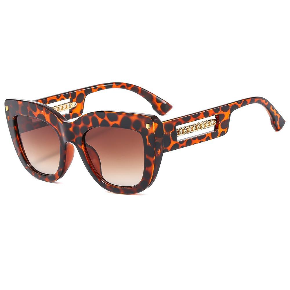 

Stylish personality square frame cat-eye Chain sunglasses Women s fashion brand Designer Clear UV400 men s sunglasses Other