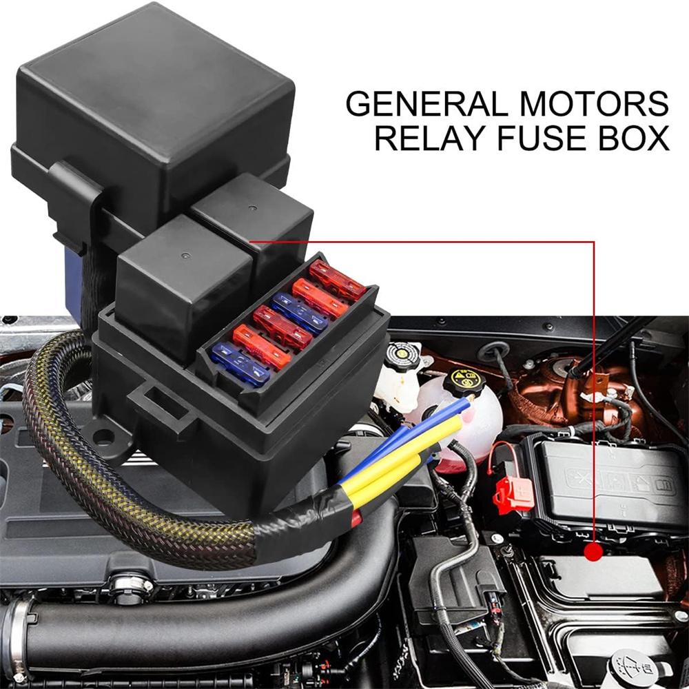 Car Truck Pre-Wired Fuse Relay Box with 4-Pin 80A Relays and 6 Fuses for 12V RV
