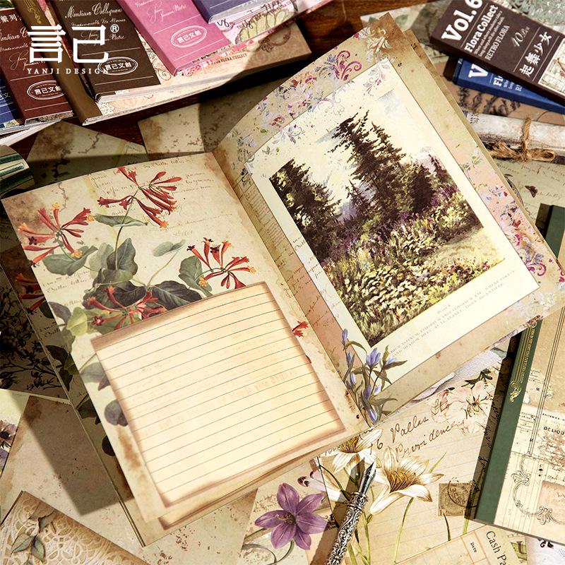 Yanji Retro Floral Journal Stickers - 40 Sheets, 8 Designs