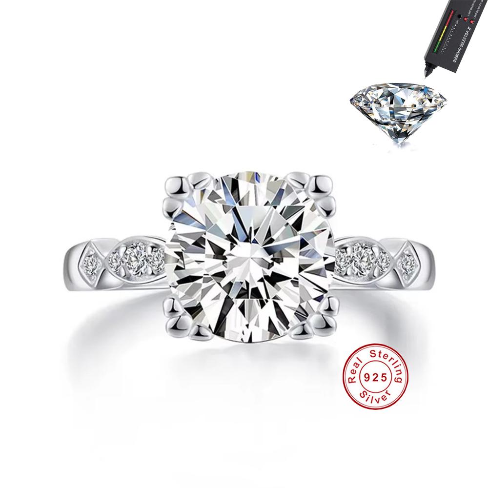 Personality Exquisite 925 Silver Round Moissanite Rings Wedding Anniversary Jewelry