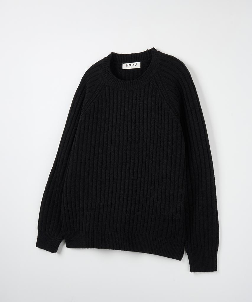 NODU Ribbed Raglan Diagonal Knit [Black]