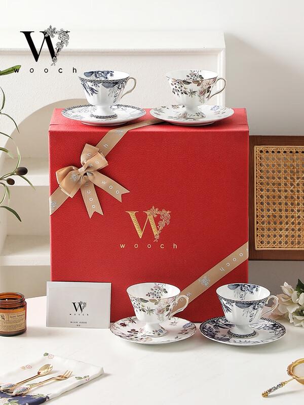 

WOOCH Elegant Ceramic Coffee Cup & Saucer Gift Set (4 Cups)