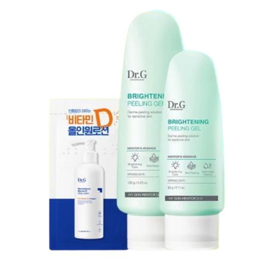 Dr.G Brightening Peeling Gel Set – Gentle Gommage Exfoliator with Hyaluronic Acid (120g + 60g + moisturizing lotion gift 2mL)