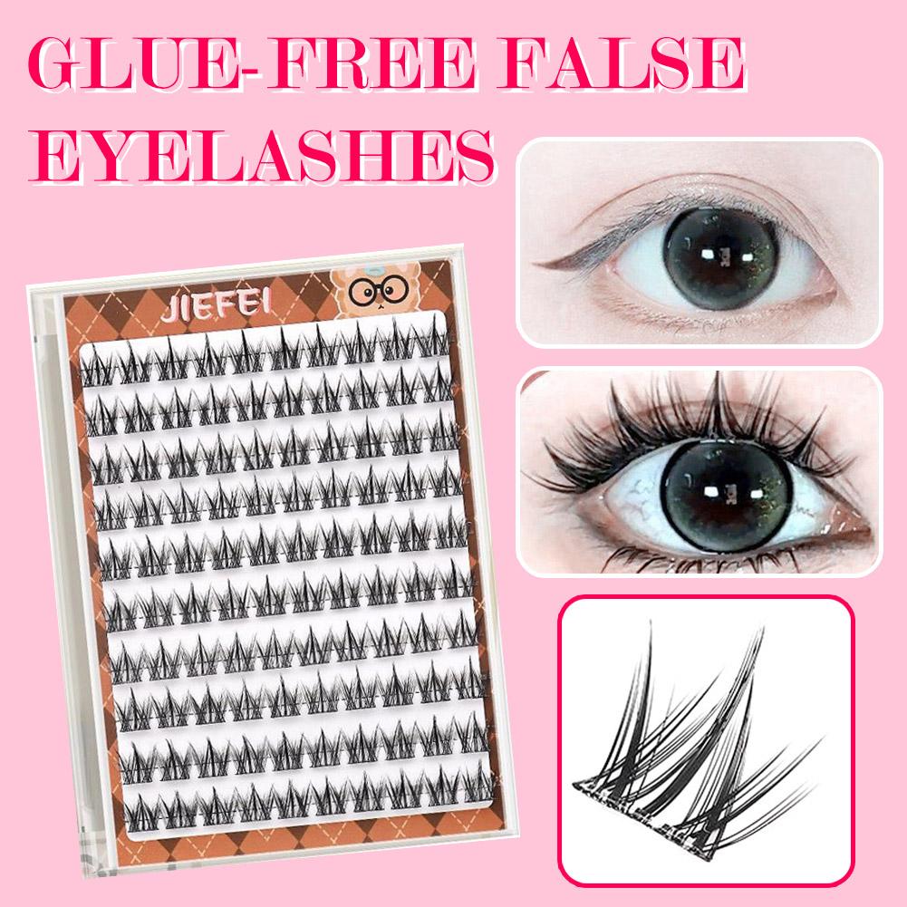 Glue-free False Eyelashes Natural Self-adhesive Manga DIY Lash Clusters Segmented Curled Reusable Eyelashes Extension Makeup